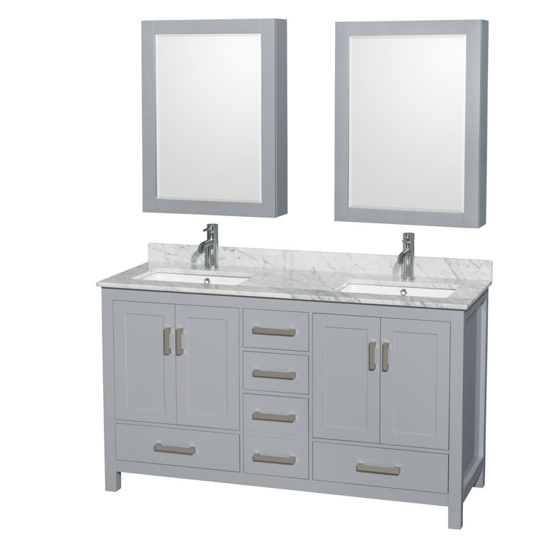 Wyndham Collection Sheffield 60" Double Bathroom Vanity Set with Mirror